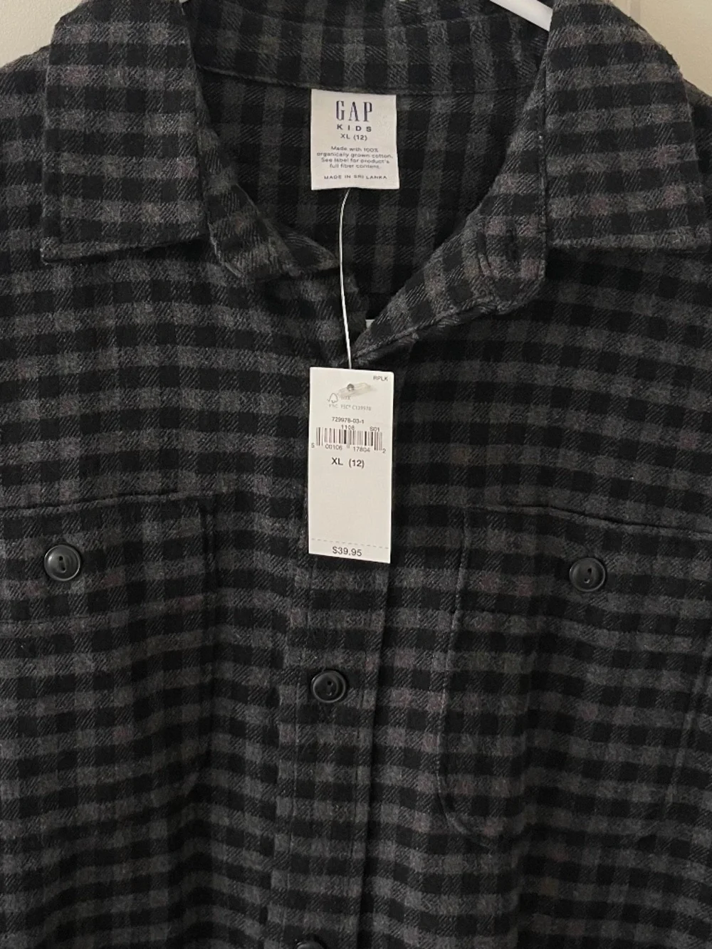 Boys Gap Black/Gray Gingham Button Up (Long Sleeve)